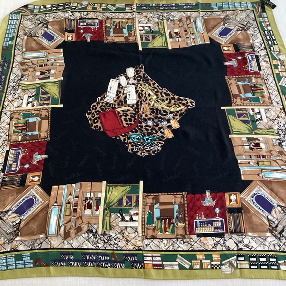 Nicole Miller Silk Scarf Vintage 1996 Animal Print Fashion Novelty Silk Designer - Picture 2 of 16